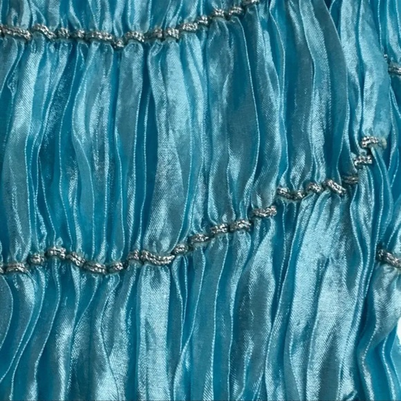 Y2K| NWT Wrinkled Turquoise Silk Blend Scarf - Picture 6 of 7